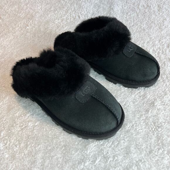 Ugg Shoes - Women's Shoes UGG COQUETTE Sheepskin Slide Slip On Slippers Size 7 Black